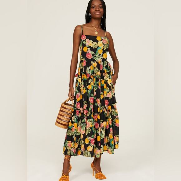 RTR Sz small s Cara Cara New York Harbour Island Dress oranges grapefruit fruit - Picture 1 of 11